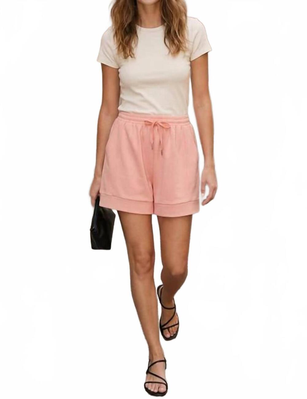 NEW SHE + SKY activewear drawstring shorts in light pink